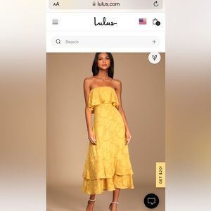 ISO lulus strapless midi dress in yellow